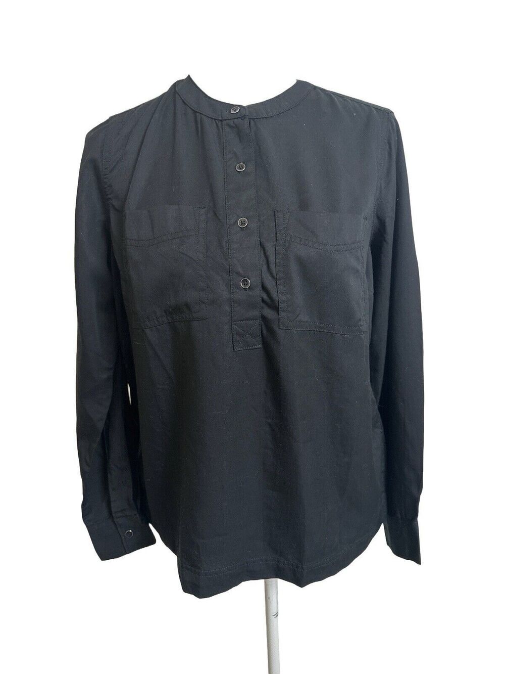 NWT Joe Fresh Women's S Black Tencel Lyocell Long Sleeve Popover Shirt NEW